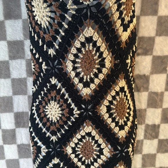 Elan Crochet Maxi Tank Top Strap Swim Cover Up Dress Floor Length Size M/Medium - Picture 5 of 12